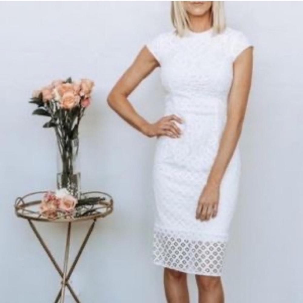 Baltic Born White Aria Lace Column Dress || Small